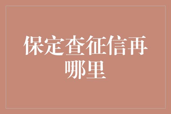 保定查征信再哪里