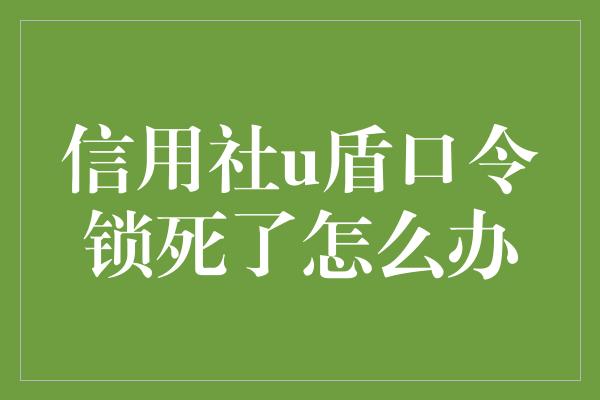 信用社u盾口令锁死了怎么办