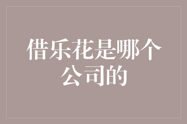 借乐花是哪个公司的