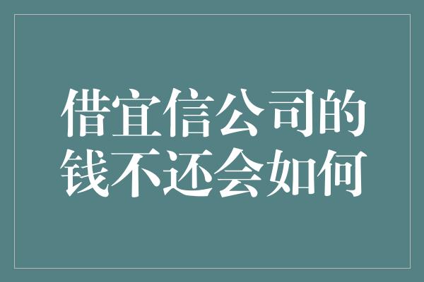 借宜信公司的钱不还会如何