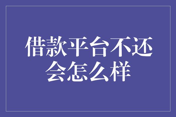 借款平台不还会怎么样