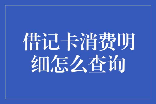 借记卡消费明细怎么查询