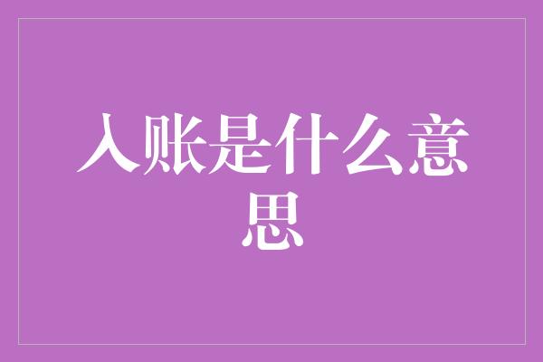 入账是什么意思