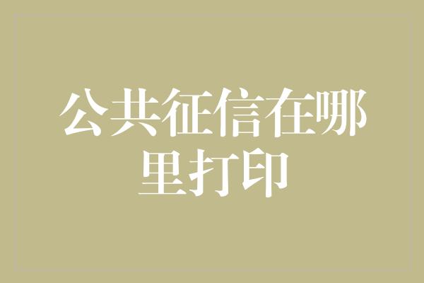 公共征信在哪里打印