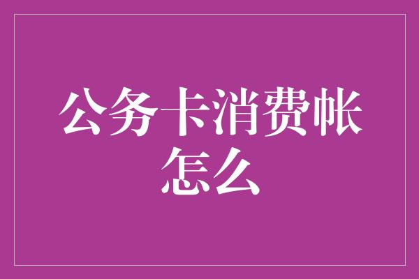 公务卡消费帐怎么