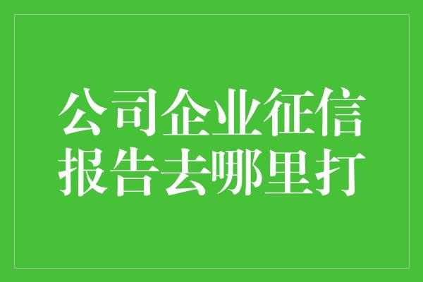 公司企业征信报告去哪里打