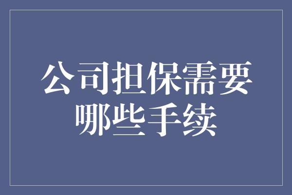 公司担保需要哪些手续