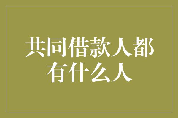 共同借款人都有什么人