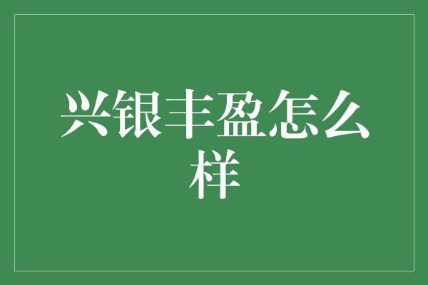 兴银丰盈怎么样