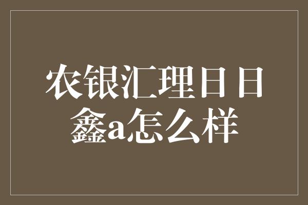 农银汇理日日鑫a怎么样