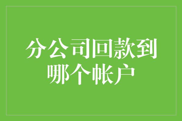 分公司回款到哪个帐户