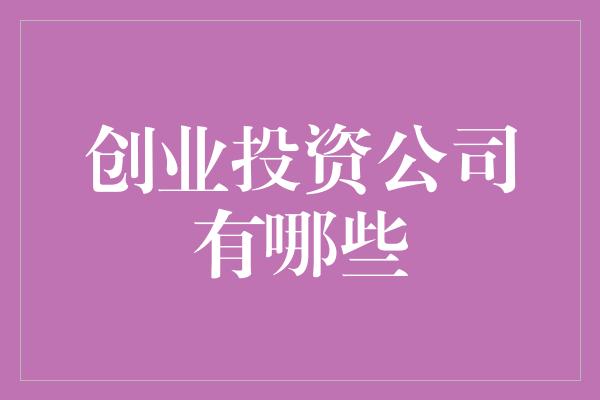 创业投资公司有哪些