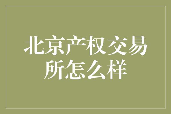 北京产权交易所怎么样