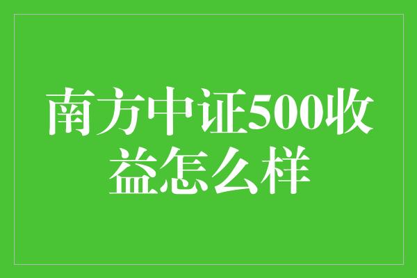 南方中证500收益怎么样