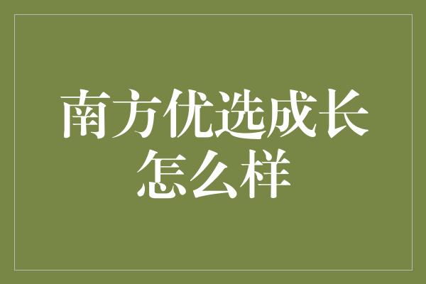 南方优选成长怎么样