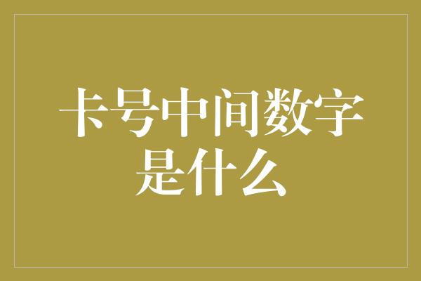 卡号中间数字是什么