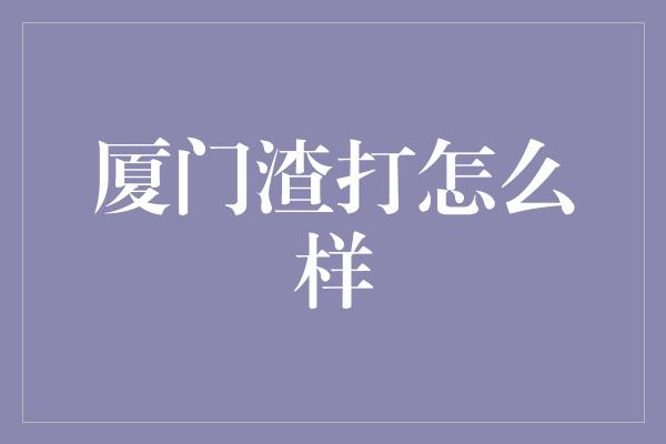 厦门渣打怎么样