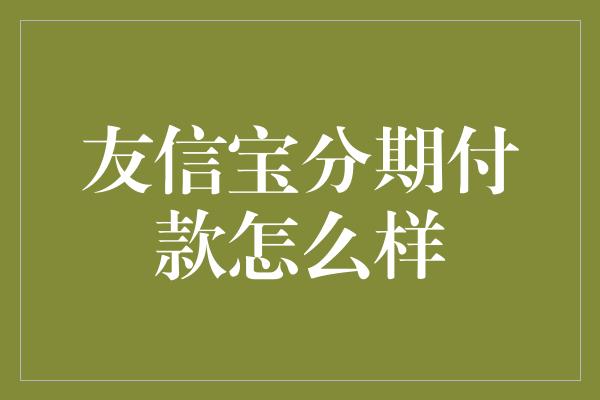 友信宝分期付款怎么样