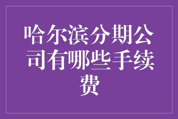 哈尔滨分期公司有哪些手续费