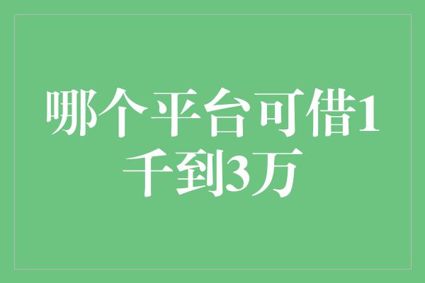 哪个平台可借1千到3万