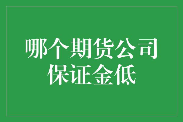 哪个期货公司保证金低