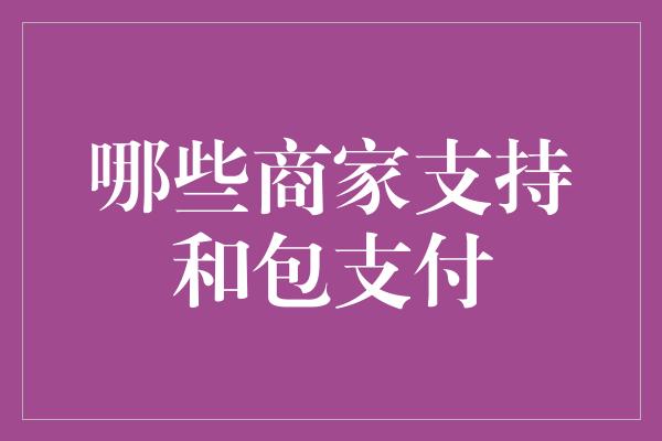 哪些商家支持和包支付