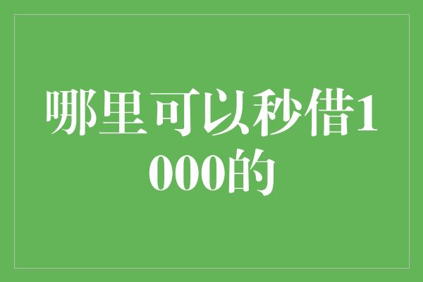 哪里可以秒借1000的