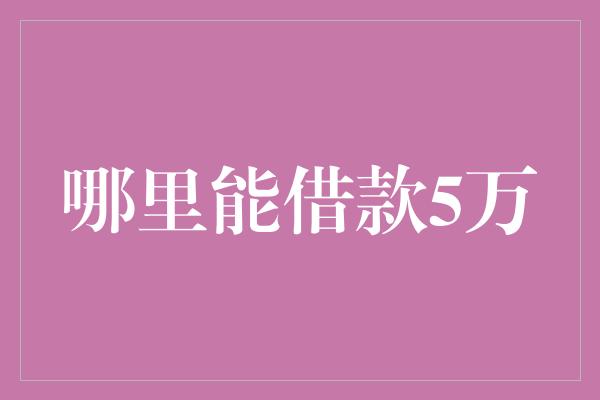 哪里能借款5万