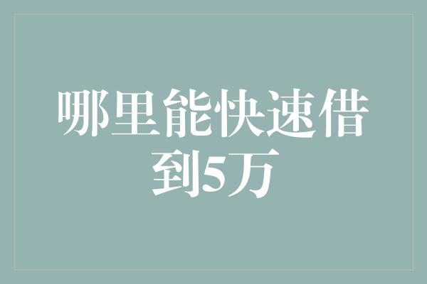 哪里能快速借到5万