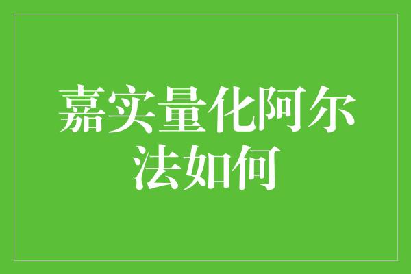 嘉实量化阿尔法如何