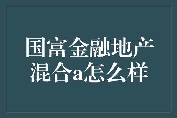 国富金融地产混合a怎么样