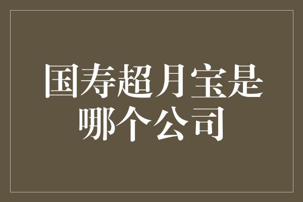 国寿超月宝是哪个公司