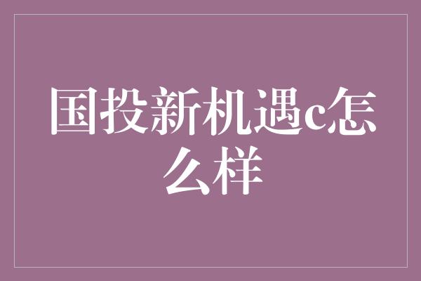 国投新机遇c怎么样