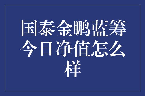 国泰金鹏蓝筹今日净值怎么样