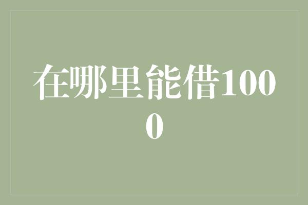 在哪里能借1000