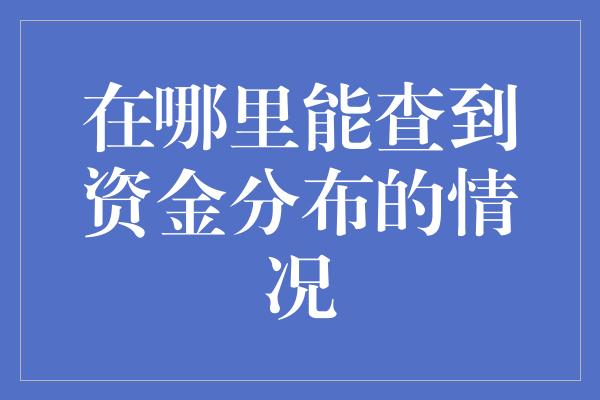 在哪里能查到资金分布的情况