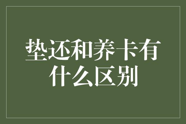 垫还和养卡有什么区别