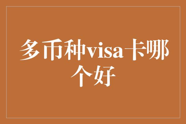 多币种visa卡哪个好