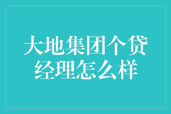 大地集团个贷经理怎么样