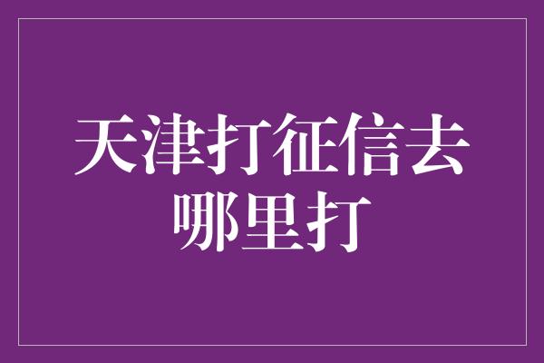 天津打征信去哪里打