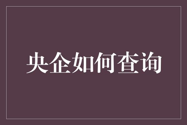 央企如何查询