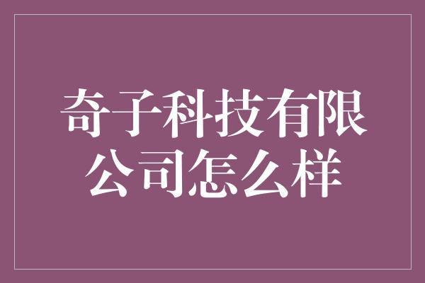 奇子科技有限公司怎么样