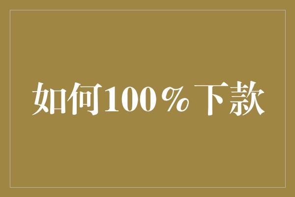 如何100%下款