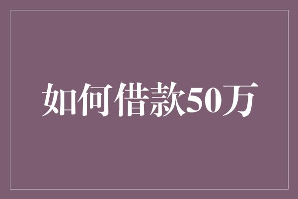 如何借款50万