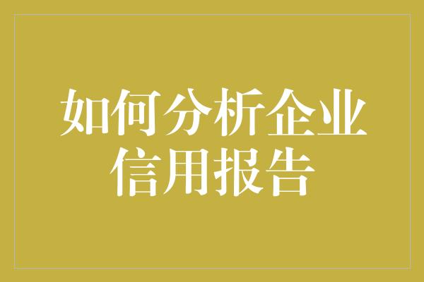 如何分析企业信用报告