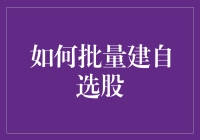 批量构建自选股：实现股票投资策略的专业技巧