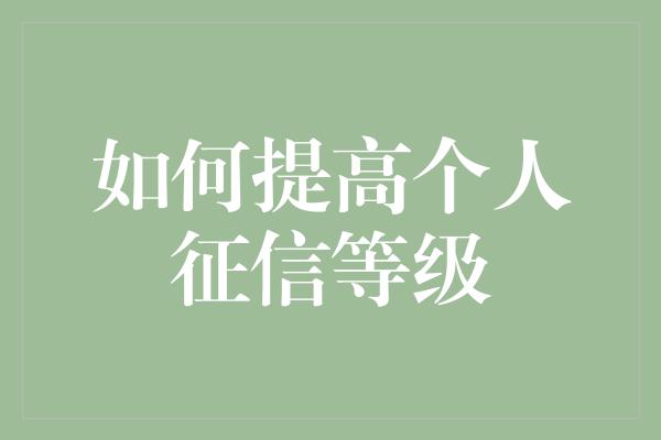 如何提高个人征信等级