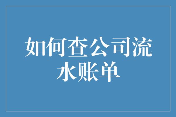 如何查公司流水账单