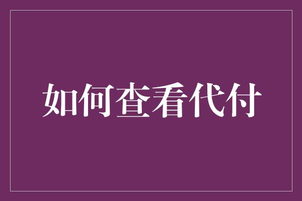 如何查看代付