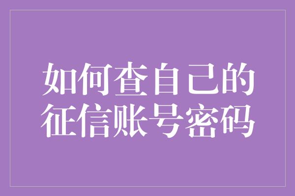 如何查自己的征信账号密码